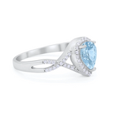 Teardrop Aquamarine Cubic Zirconia Infinity Ring